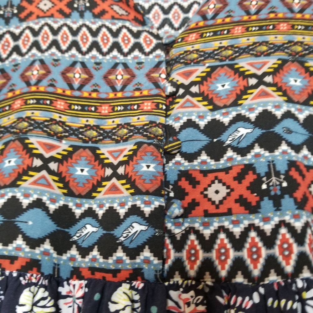 Umgeeboho Aztec Print Blue Shark Bit Tunic Top - image 5